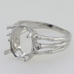 Sterling Silver Semi Mount Ring Setting Oval OV 10x8mm Bamboo Shank - Syzjewelry