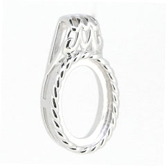 14K White Gold Semi Mount Pendant Setting OV 14x10mm Cabochon - Syzjewelry