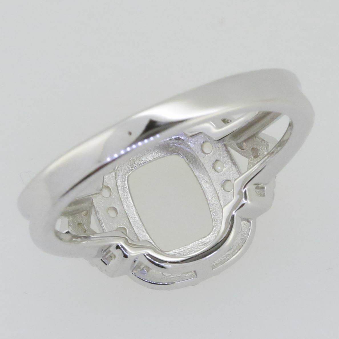 14K White Gold Semi Mount Ring Setting Cushion CU 9x7mm GTL20284R14KW - Syzjewelry
