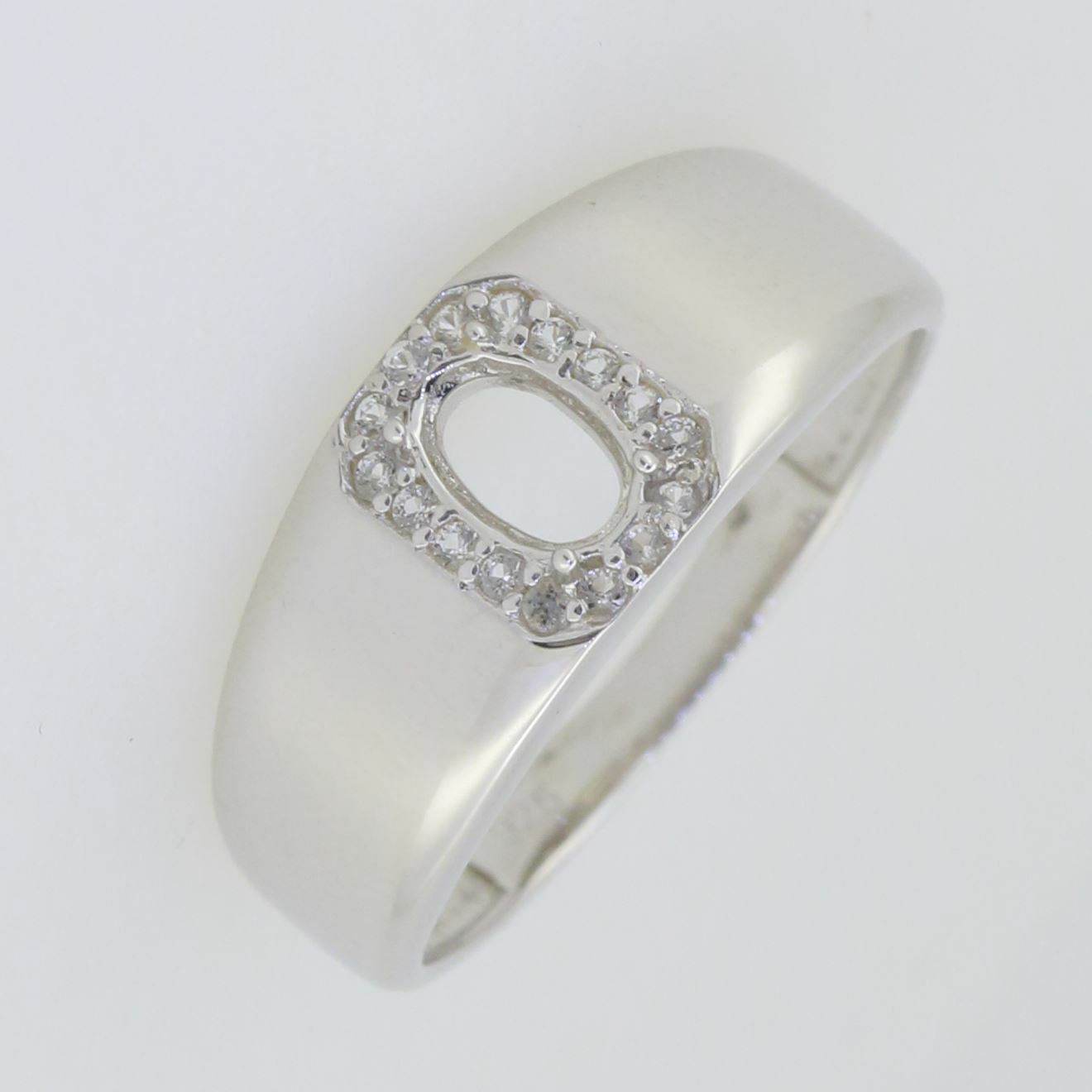 Men's Sterling Silver Semi Mount Ring Setting Oval OV 6X4mm Halo - Syzjewelry