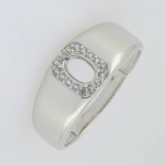 Men's Sterling Silver Semi Mount Ring Setting Oval OV 6X4mm Halo - Syzjewelry