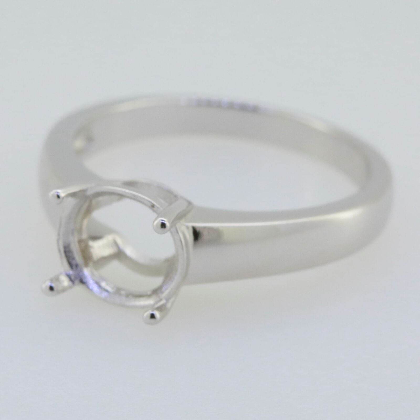 Sterling Silver Semi Mount Ring Setting Round RD 8x8mm White Topaz - Syzjewelry