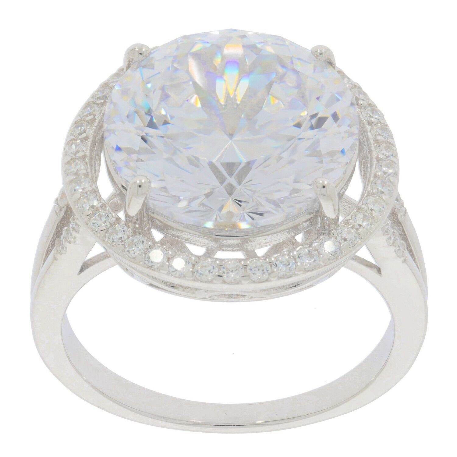 Sterling Silver Semi Mount Ring Setting Round RD 13X13mm Halo W/ White Topaz - Syzjewelry