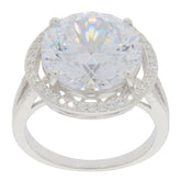 Sterling Silver Semi Mount Ring Setting Round RD 13X13mm Halo W/ White Topaz - Syzjewelry