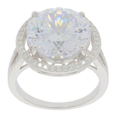 Sterling Silver Semi Mount Ring Setting Round RD 13X13mm Halo W/ White Topaz - Syzjewelry