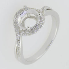 Sterling Silver Semi Mount Ring Setting Round RD 8x8mm Twisted Shank W - Syzjewelry