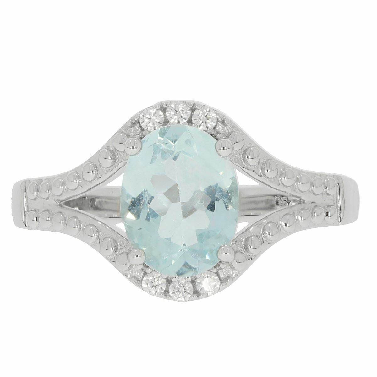 Sterling Silver Semi Mount Ring Setting OV 9X7mm White Topaz PJC2290R - Syzjewelry