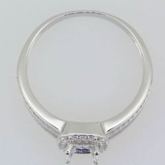 14K White Gold Semi Mount Ring Setting Cushion CU 6X5mm - Syzjewelry