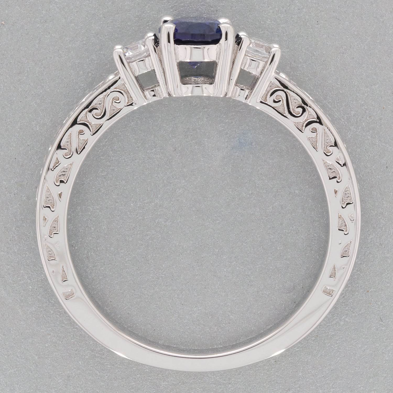 Solid Sterling Silver Semi Mount Ring Setting Oval OV 7X5mm 3 Stones - Syzjewelry