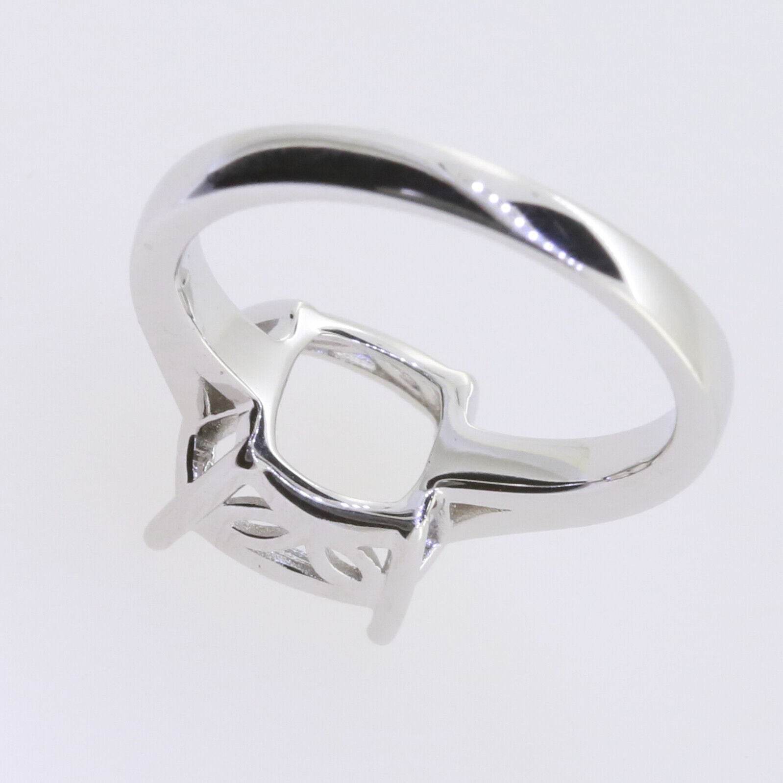 Sterling Silver Semi Mount Ring Setting Cushion CU 10x10mm Solitaire W - Syzjewelry