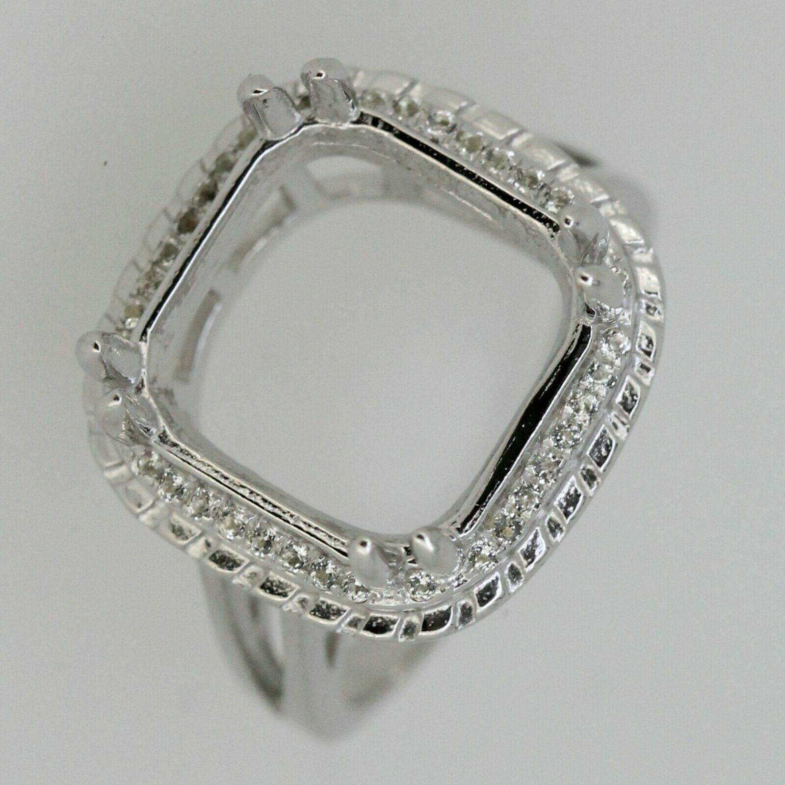 Sterling Silver Semi Mount Ring Setting Cushion Cu13x13mm Vintage Style Halo - Syzjewelry