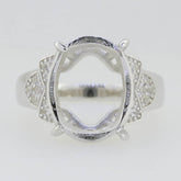 14K White Gold Semi Mount Ring Setting Oval OV 16X12mm W/ Moissanite - Syzjewelry