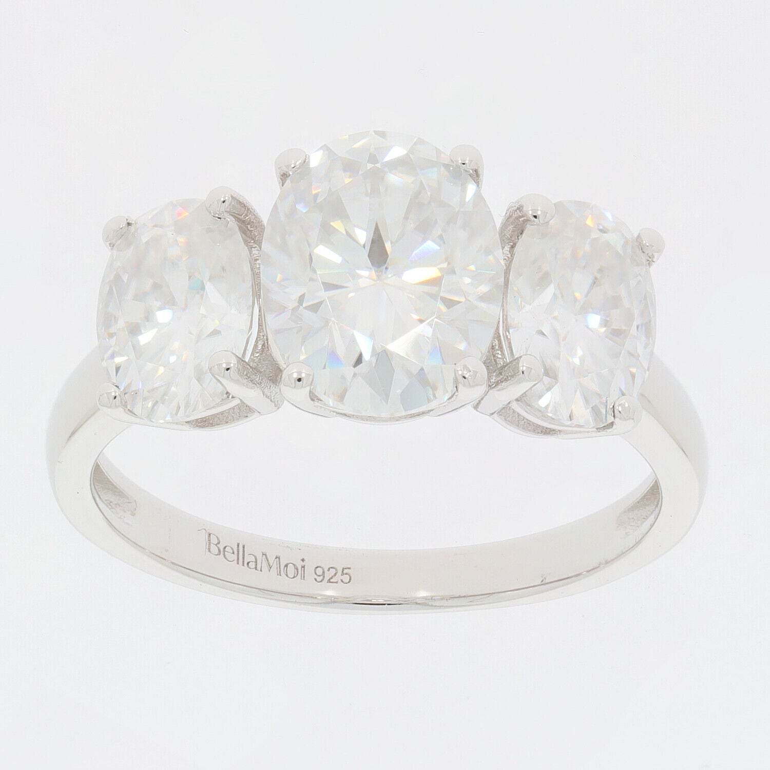 Sterling Silver Semi Mount Ring Setting Oval OV 9X7mm Oval OV 7X5mm 3 Stones - Syzjewelry