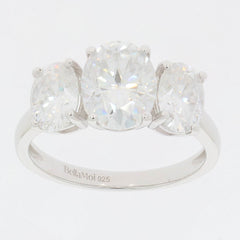 Sterling Silver Semi Mount Ring Setting Oval OV 9X7mm Oval OV 7X5mm 3 Stones - Syzjewelry