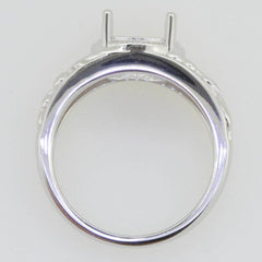 14K White Gold Semi Mount Ring Setting Round RD 9x9mm Art Nouveau Style - Syzjewelry