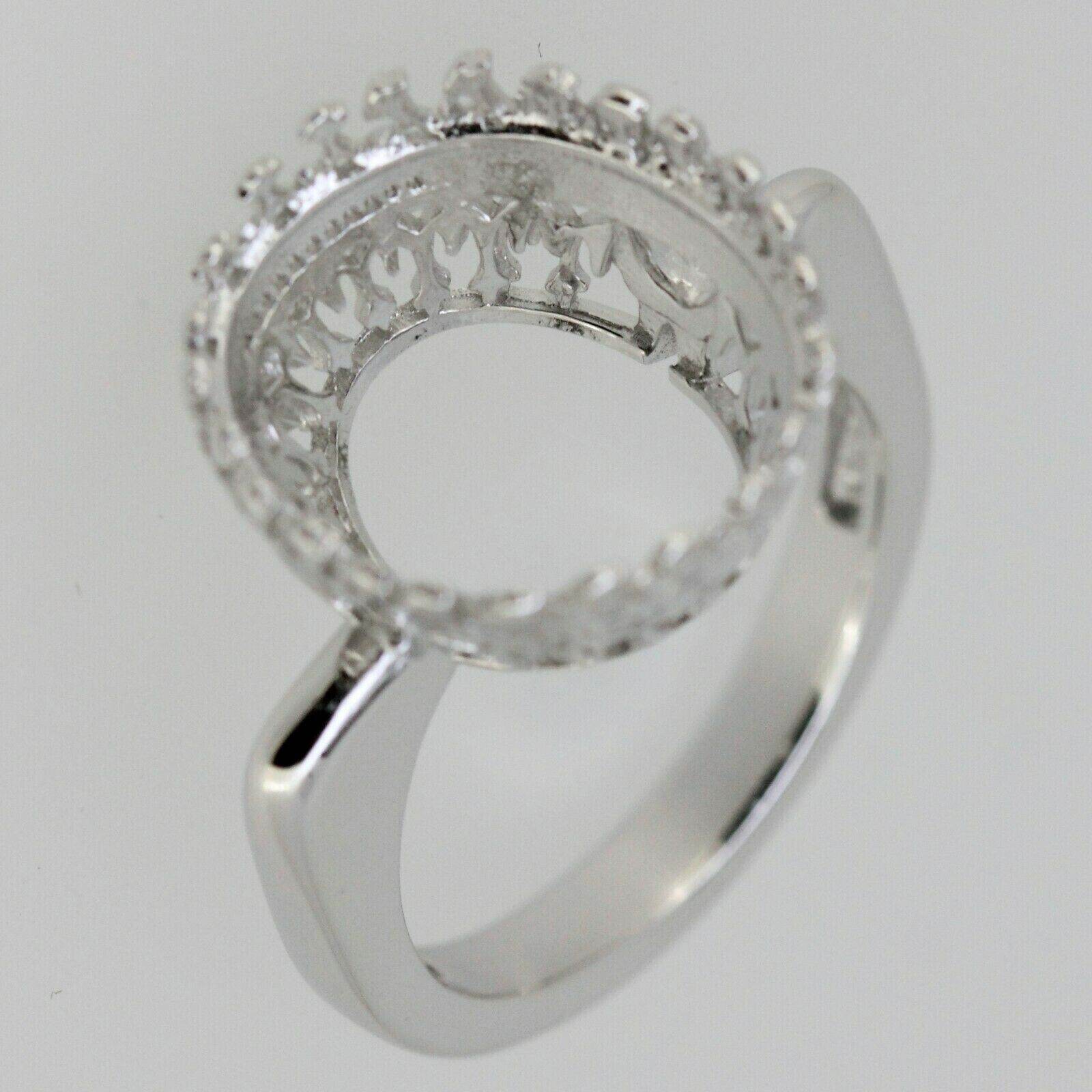 Sterling Silver Semi Mount Ring Setting Oval OV 14x12mm Cab Art Deco Style - Syzjewelry