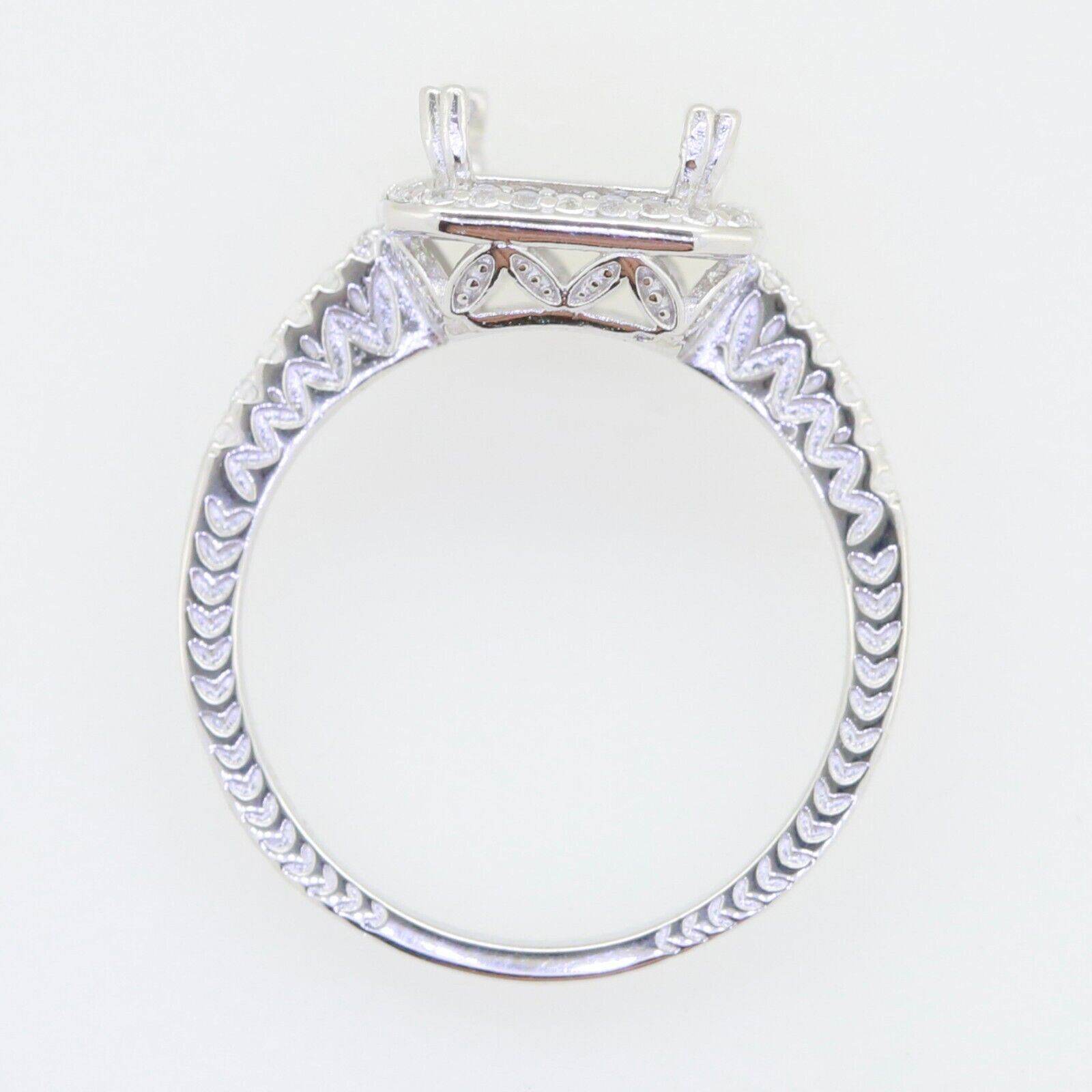 Sterling Silver Semi Mount Ring Setting Emerald Oct 10x8mm Art Deco Style - Syzjewelry