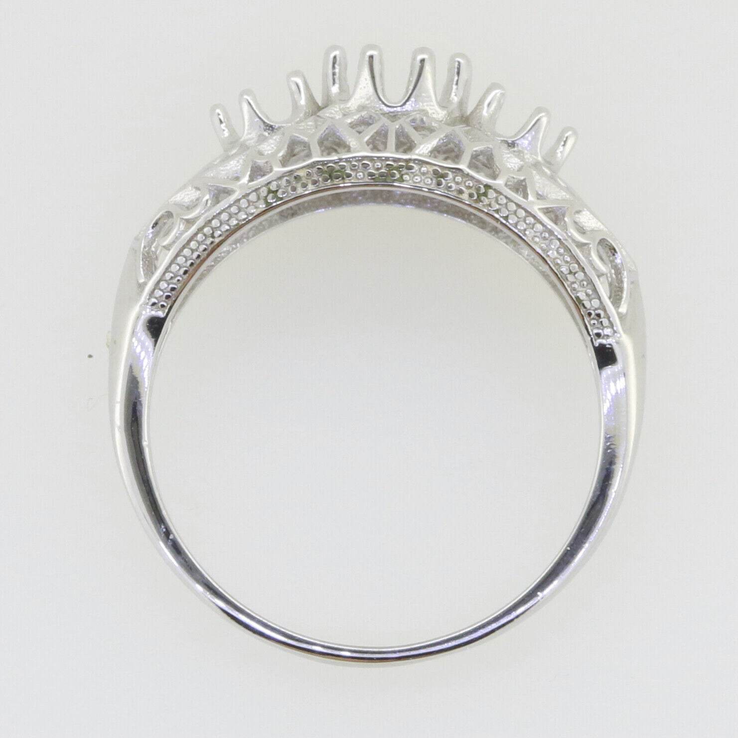 Sterling Silver Semi Mount Ring Setting Round RD 4x4 3x3mm 3 Stone Filigree - Syzjewelry