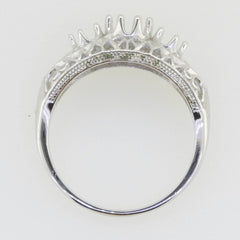 Sterling Silver Semi Mount Ring Setting Round RD 4x4 3x3mm 3 Stone Filigree - Syzjewelry