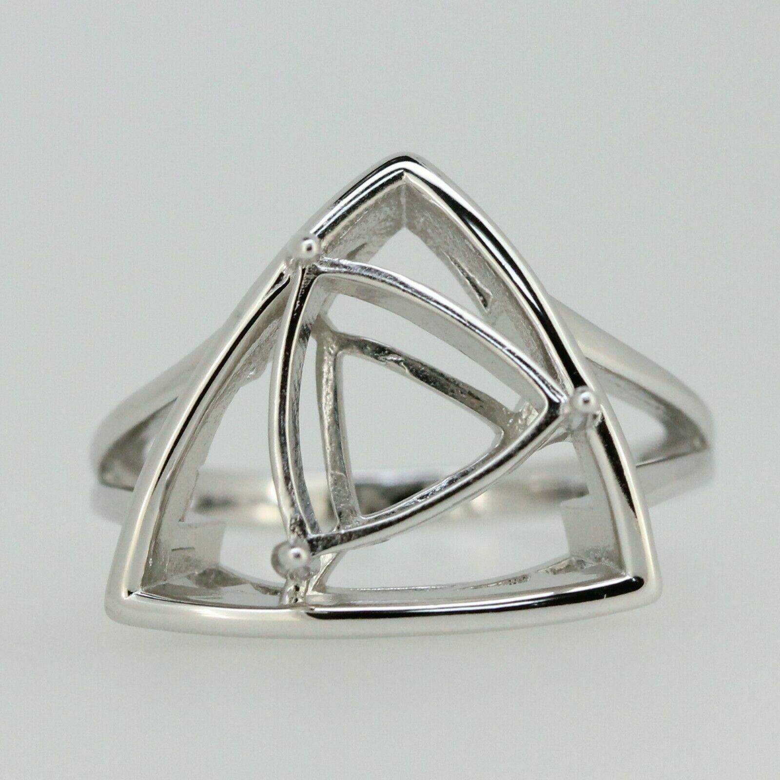 Sterling Silver Semi Mount Ring Setting Trillion Tri 10x10mm Contemporary - Syzjewelry