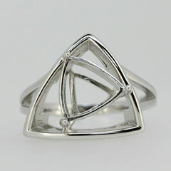 Sterling Silver Semi Mount Ring Setting Trillion Tri 10x10mm Contemporary - Syzjewelry