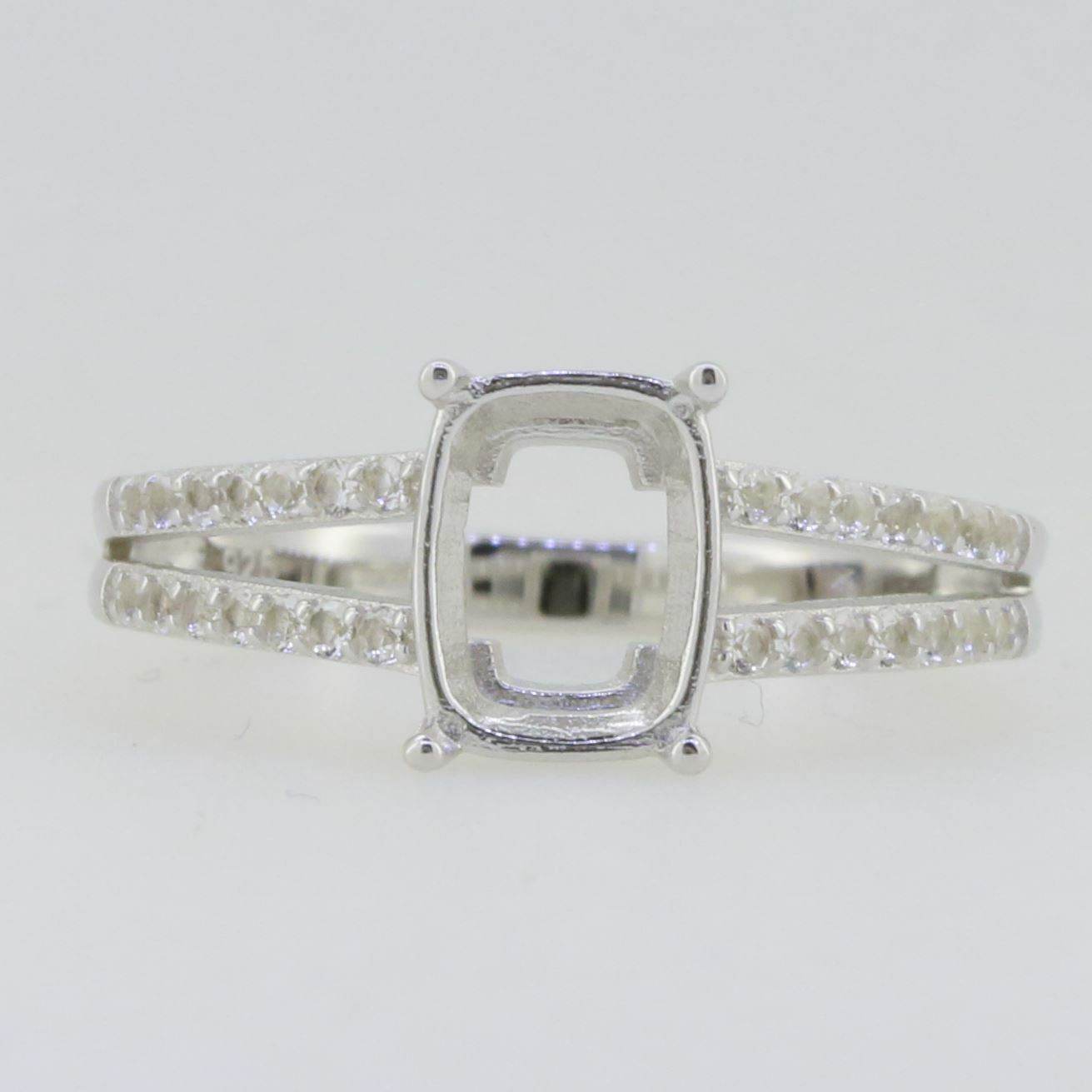 14K White Gold Semi Mount Ring Setting Cushion CU 9x7mm GTL20271R14K - Syzjewelry