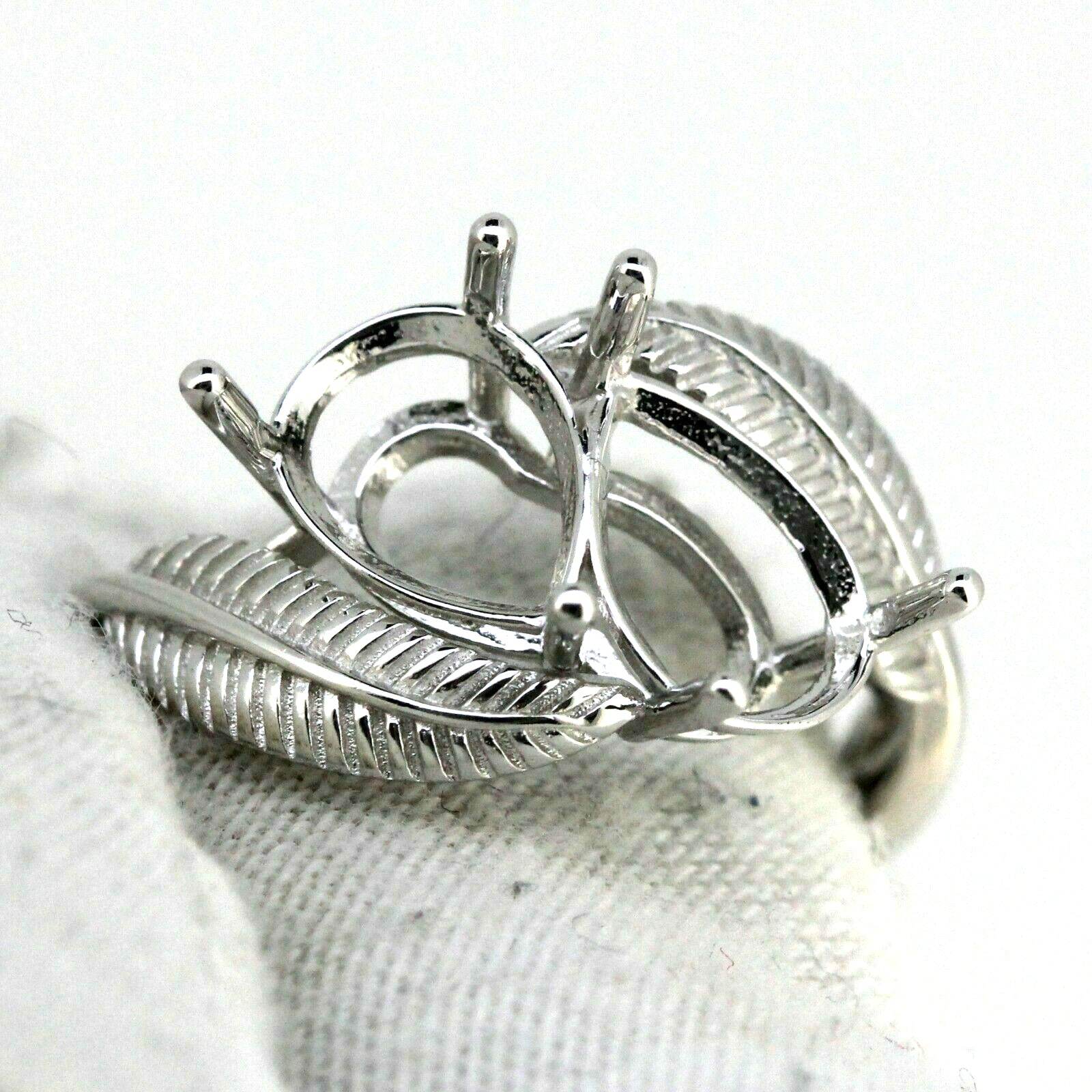 Sterling Silver Semi Mount Ring Setting Pear PE 9x6mm Feather Toi et Moi - Syzjewelry