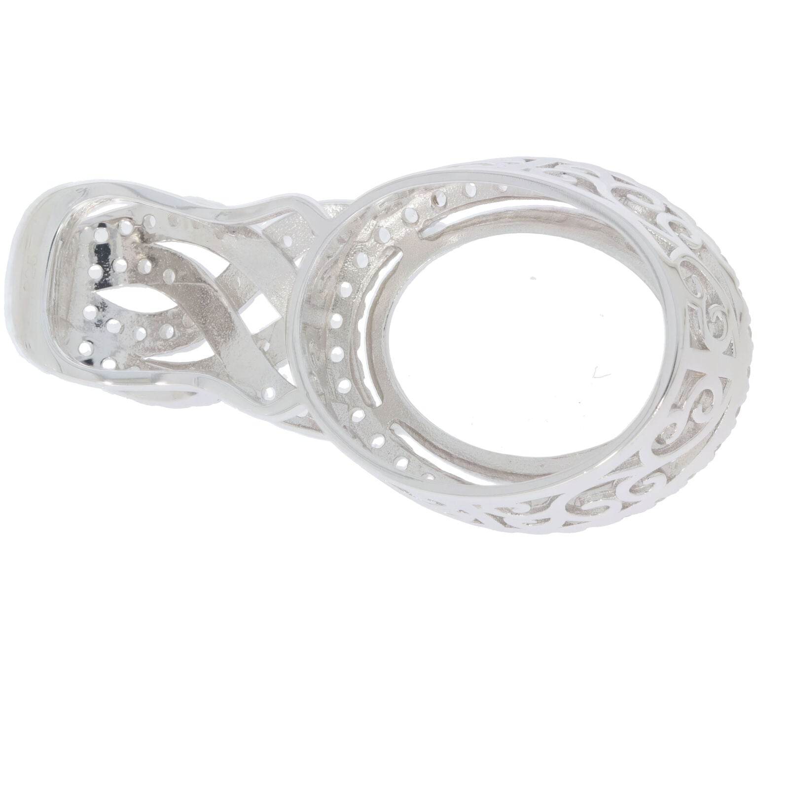 Sterling Silver Semi Mount Pendant Setting Oval OV 20X15mm Halo Topaz - Syzjewelry