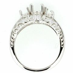 Sterling Silver Semi Mount Ring Setting Oval OV 7x5 OV 6x4mm Art Deco Style - Syzjewelry