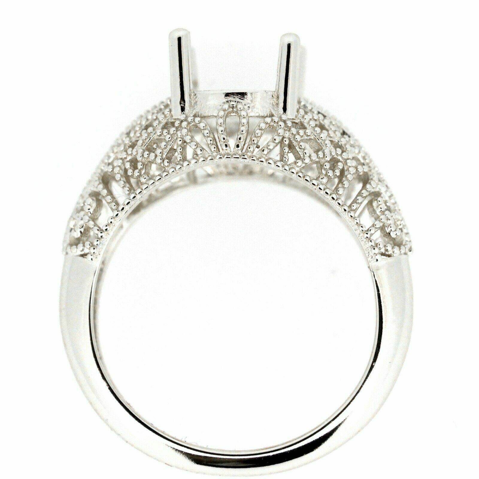 Sterling Silver Semi Mount Ring Setting Oval OV 10x8mm Rhodium - Syzjewelry