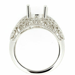 Sterling Silver Semi Mount Ring Setting Oval OV 10x8mm Rhodium - Syzjewelry