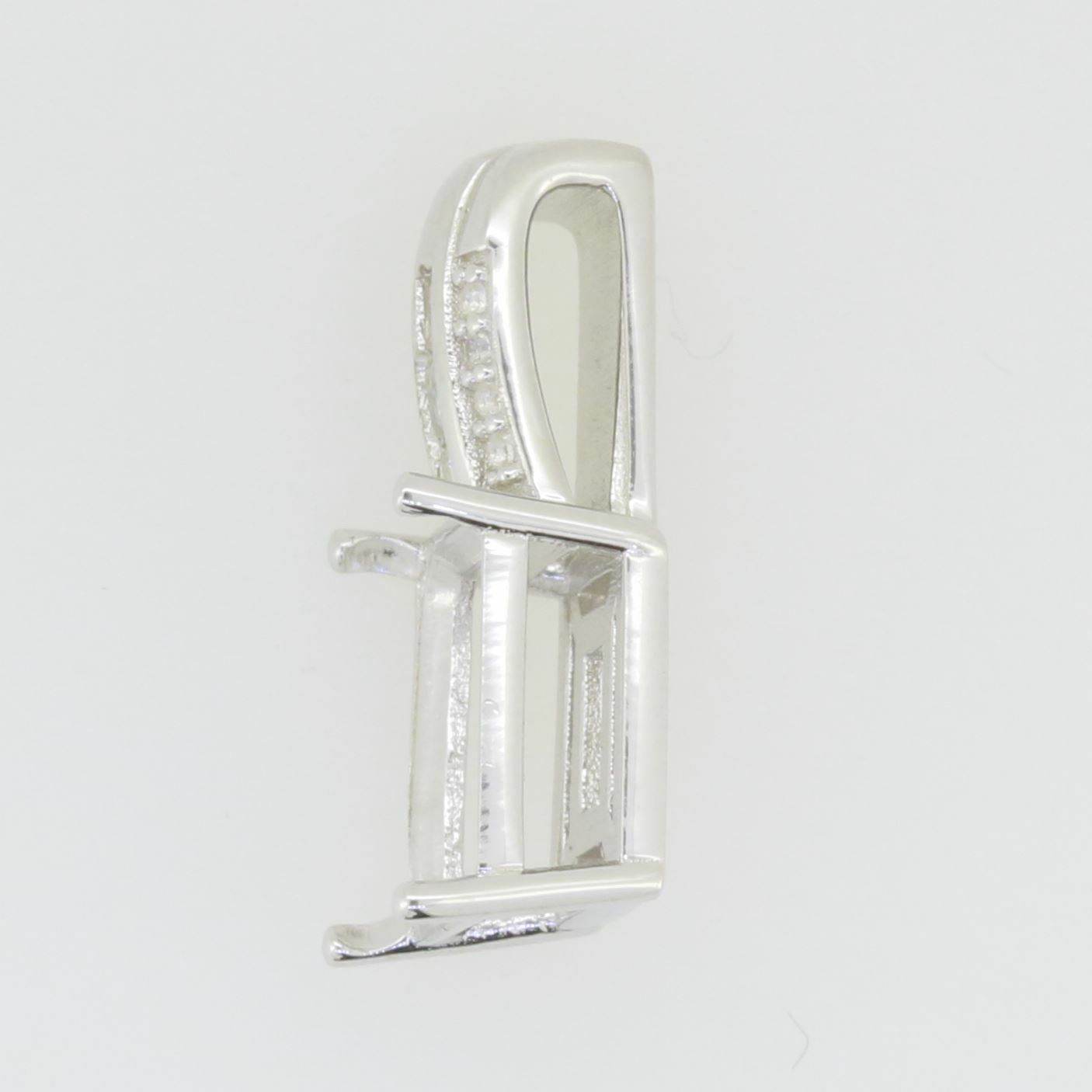 14K White Gold Semi Mount Pendant Setting Emerald OCT 10X8mm - Syzjewelry