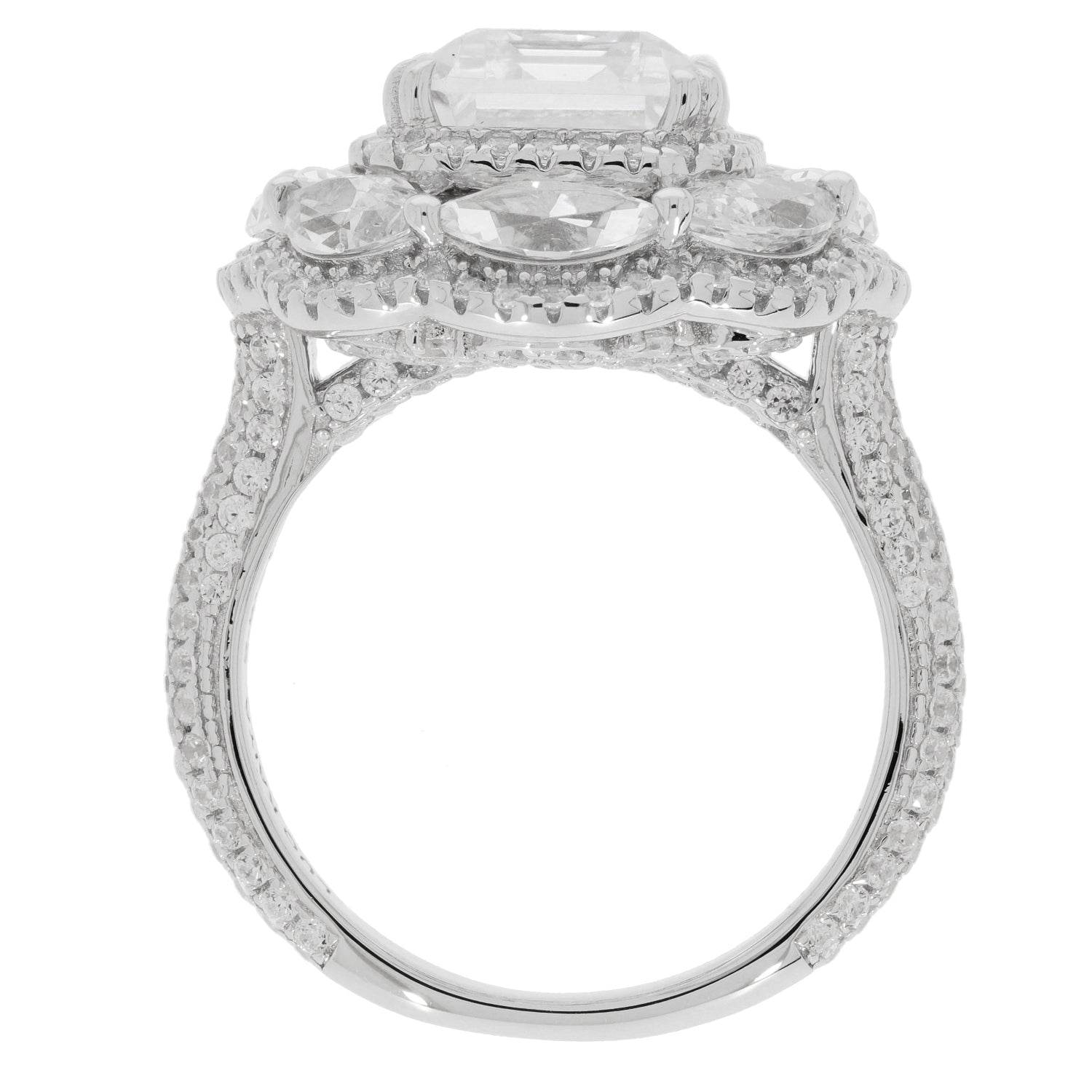 Sterling Silver Semi Mount Ring Setting Emerald OCT 10x8mm - Syzjewelry