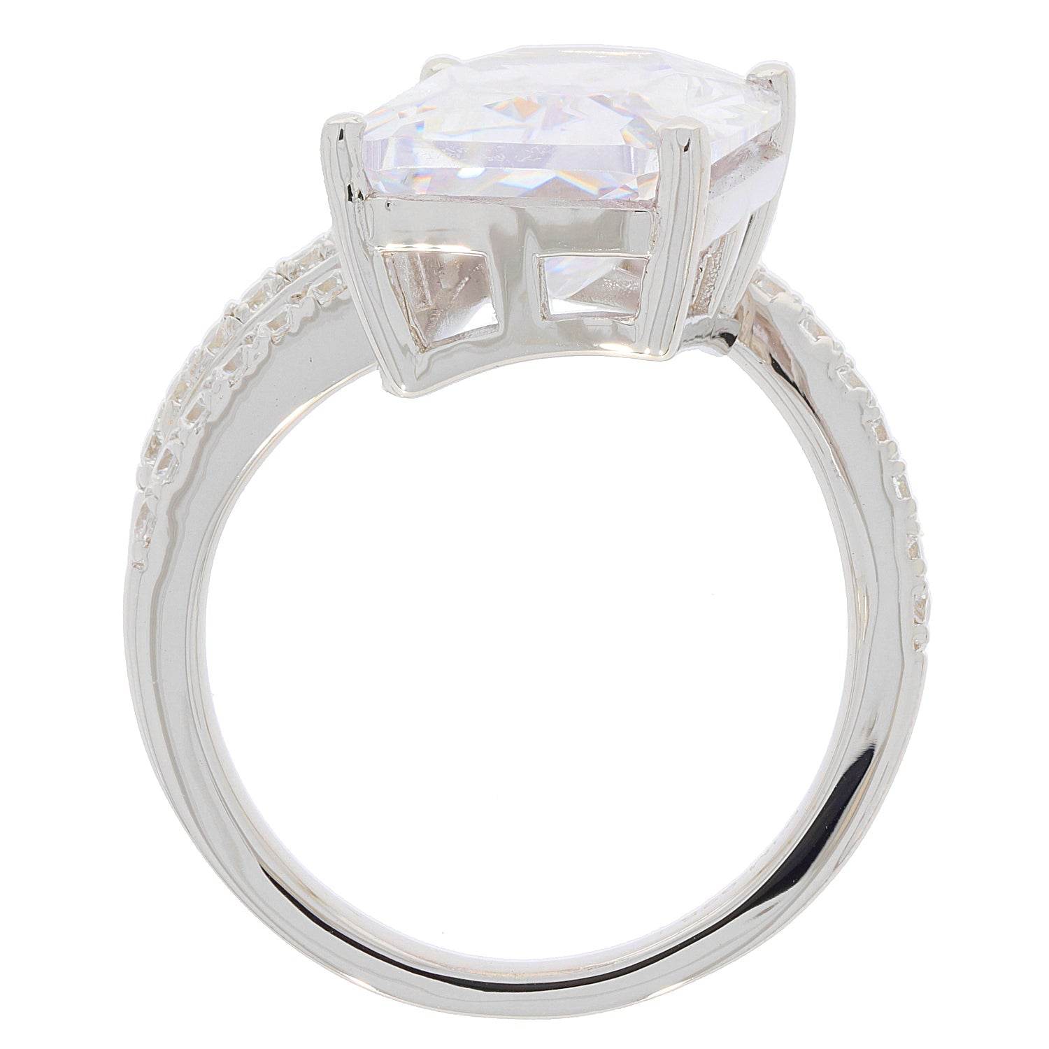 Sterling Silver Semi Mount Ring Setting Emerald OCT 15X10mm Bypass - Syzjewelry