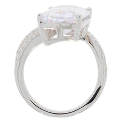 Sterling Silver Semi Mount Ring Setting Emerald OCT 15X10mm Bypass - Syzjewelry