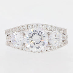 3 piece Set Sterling Silver Semi Mount Ring Setting Round RD 8x8mm Wh - Syzjewelry