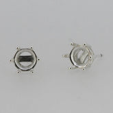 Sterling Silver Semi Mount Earrings Setting RD 6x6mm Stud 6 prongs White Topaz - Syzjewelry