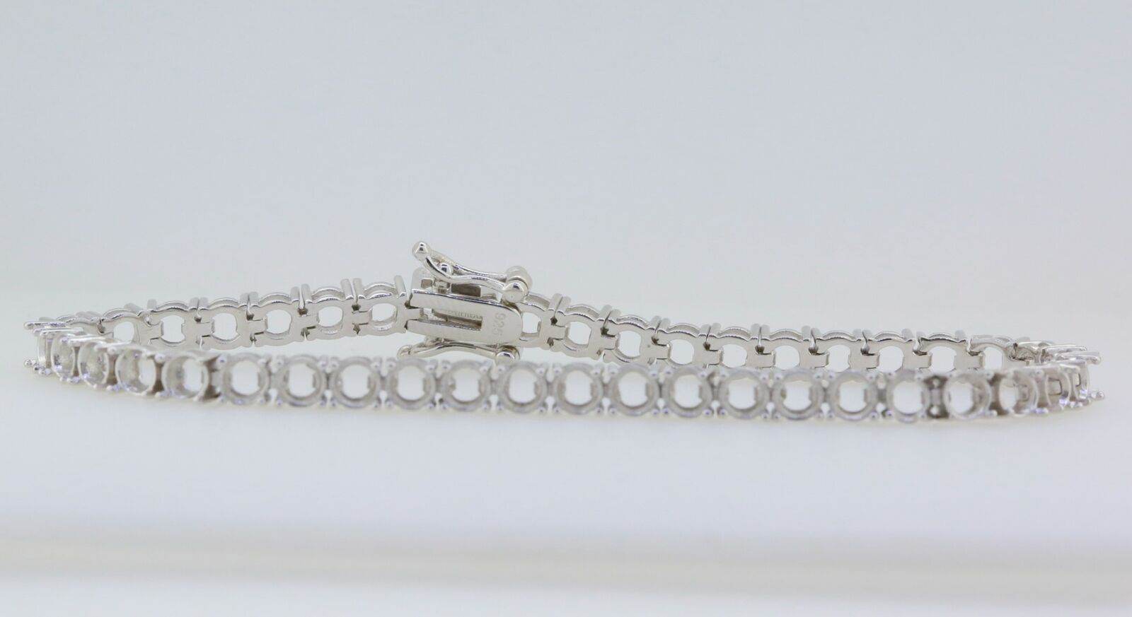 Sterling Silver Semi Mount Tennis Bracelet Setting Round RD 4x4mm - Syzjewelry