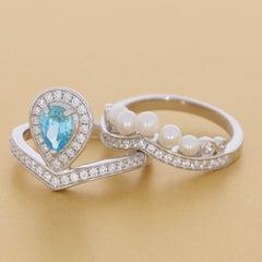 2 piece Set Sterling Silver Semi Mount Ring Setting Pear PE 7X5mm - Syzjewelry