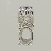 Sterling Silver Semi Mount Pendant Setting Oval OV 9x7mm Round RD 3x3mm - Syzjewelry