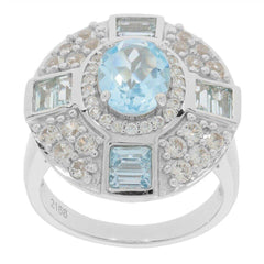 Sterling Silver Semi Mount Ring Setting Oval OV 9x7mm White Topaz N0407PJC21 - Syzjewelry