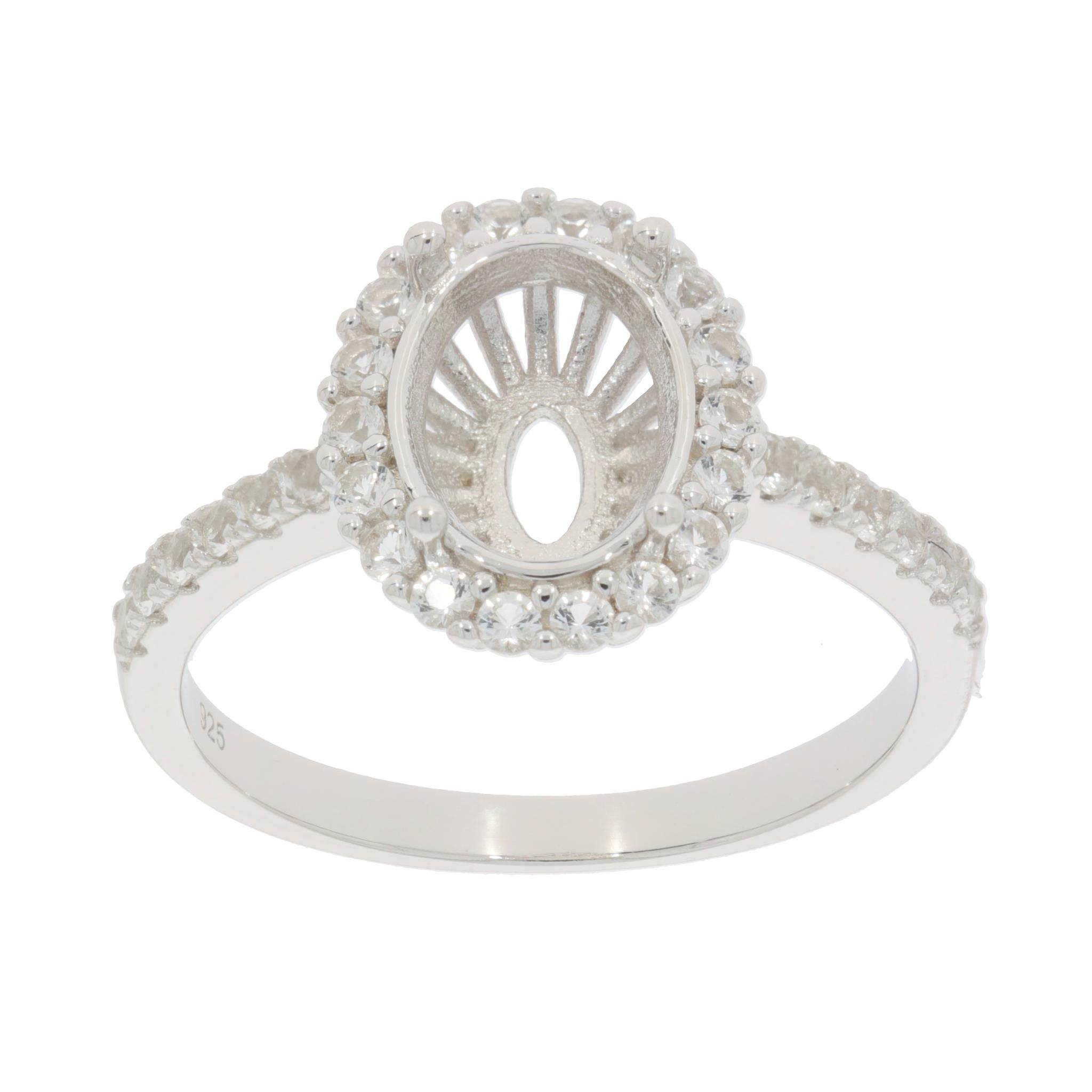 Sterling Silver Semi Mount Ring Setting Oval OV 9x7mm PJC4627R - Syzjewelry