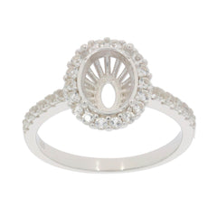 Sterling Silver Semi Mount Ring Setting Oval OV 9x7mm PJC4627R - Syzjewelry