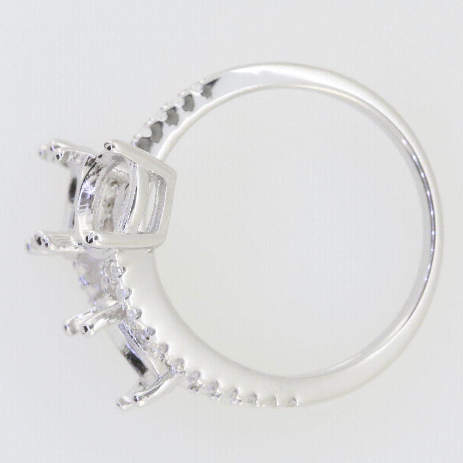 Sterling Silver Semi Mount Ring Setting Round RD 7x7mm Three Stones Bypass Ring - Syzjewelry