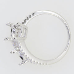 Sterling Silver Semi Mount Ring Setting Round RD 7x7mm Three Stones Bypass Ring - Syzjewelry