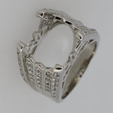 Sterling Silver Semi Mount Ring Setting OCT 14x10mm White Topaz White Topaz - Syzjewelry