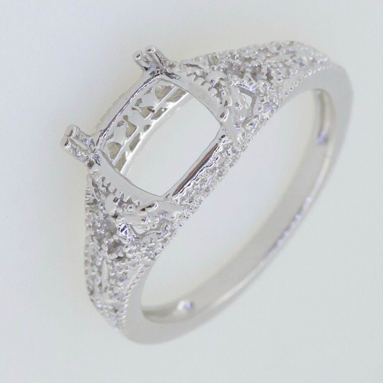 Filigree Sterling Silver Semi Mount Ring Setting Cushion CU 7x7mm Vintage Repro - Syzjewelry
