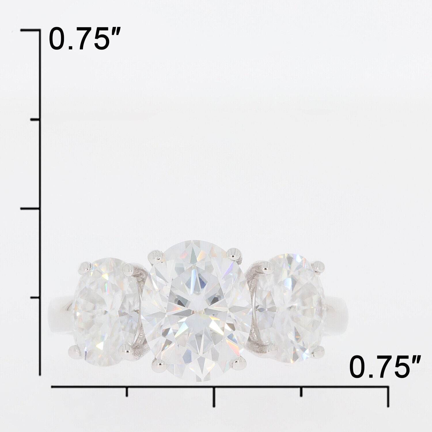 Sterling Silver Semi Mount Ring Setting Oval OV 9X7mm Oval OV 7X5mm 3 Stones - Syzjewelry