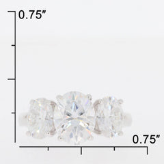 Sterling Silver Semi Mount Ring Setting Oval OV 9X7mm Oval OV 7X5mm 3 Stones - Syzjewelry