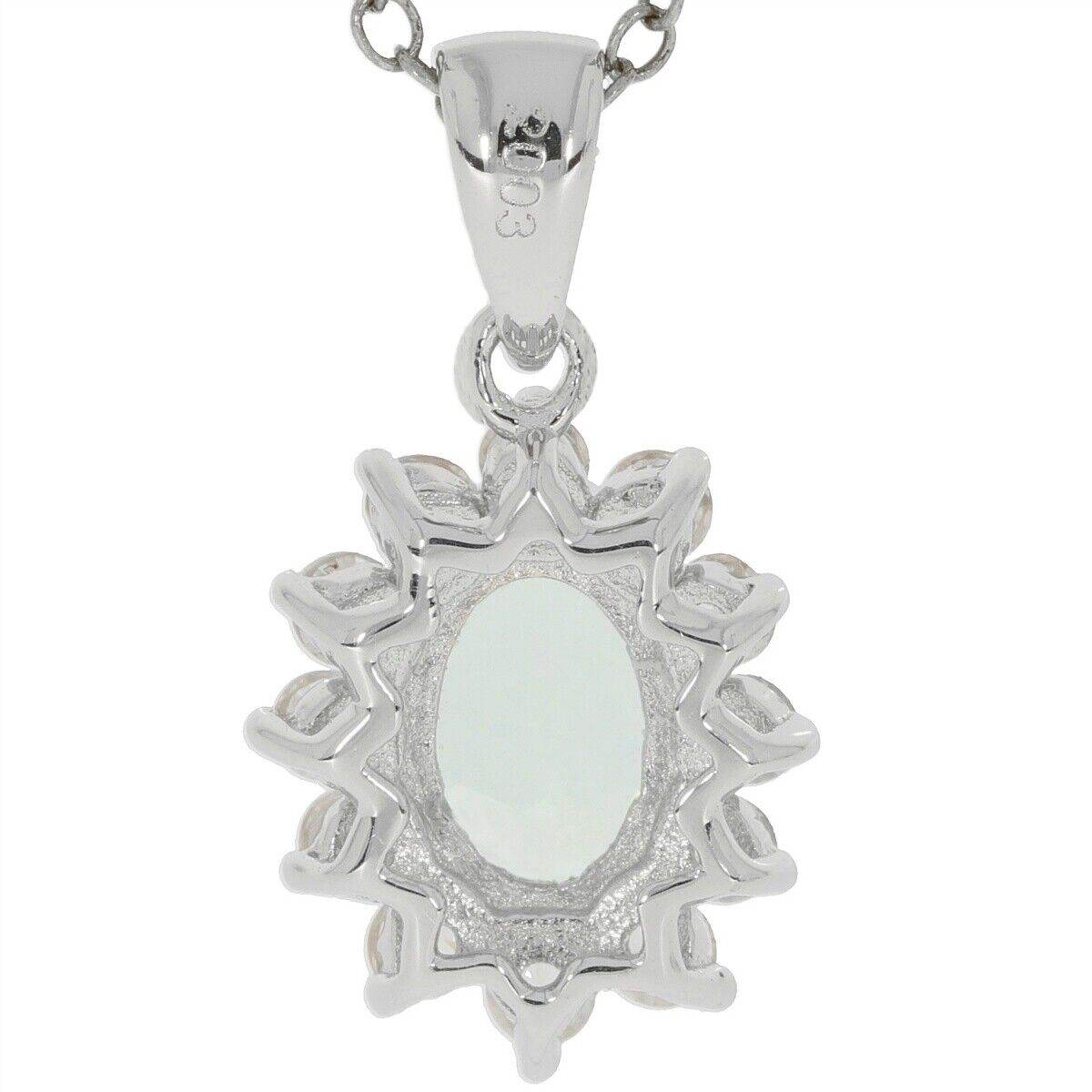 Sterling Silver Semi Mount Pendants Setting 7x5mm Halo W/ Topaz White - Syzjewelry